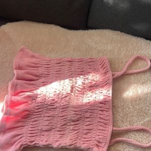 Pink Terry cloth scrunch tank top H&M